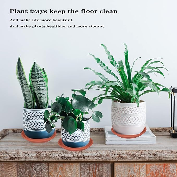 2 Pack of 22 inch Extra Large Plant Saucer, Extra-Deep 3.4" Plant Tray, Bird Bath Bowls for Garden, Plastic Pot Trays for Indoors Outdoors, Water Catcher for Gallon Grow Bags 19-22" (22", Terracotta)