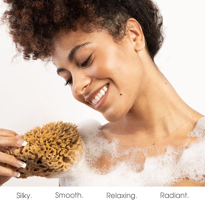 Naroa Soft Natural Sponge Large | Gentle Sea Loofah for Bathing Smooth Skin | Unbleached Shower Body Scrubber Puff | Bath & Spa (L)