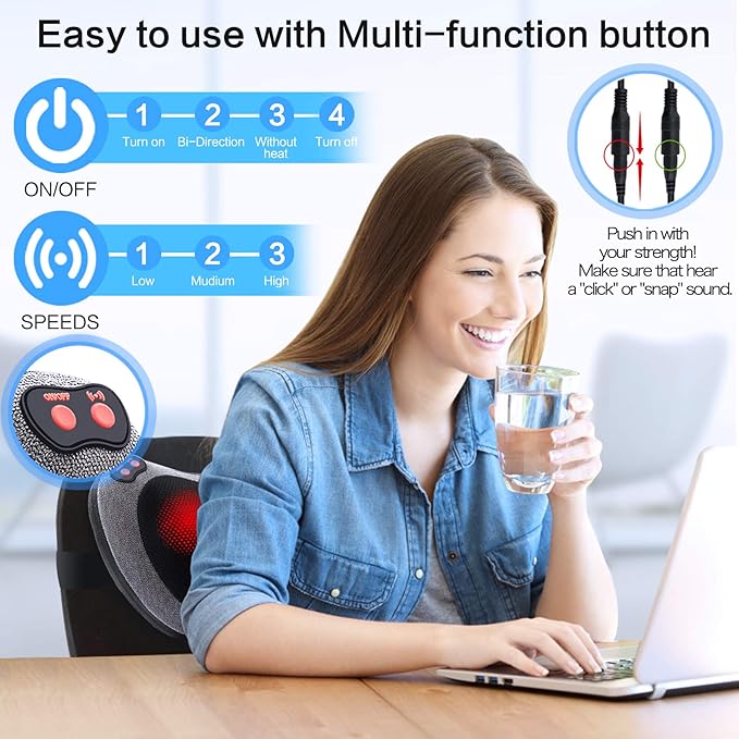 Papillon Shiatsu Back Massager with Heat, Mothers Day Gifts for Mom, Wife, Women & Her,Deep Tissue Massage Pillow for Neck,Shoulder,Foot & Lower Back Pain Relief,Gifts for Women,Her, Dad, Men (Gray)
