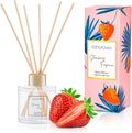 100ml Scent Diffuser with 6 Fiber Sticks, 3.5 oz Reed Diffuser Set Aromatherapy Fragrance Diffusers Air Fresheners for Home Bedroom Bathroom (Strawberry)