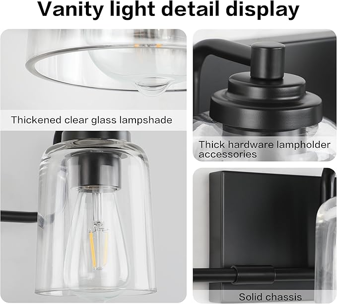 Solfart 4 Lights Matt Black Bathroom Vanity Lights Over Mirror