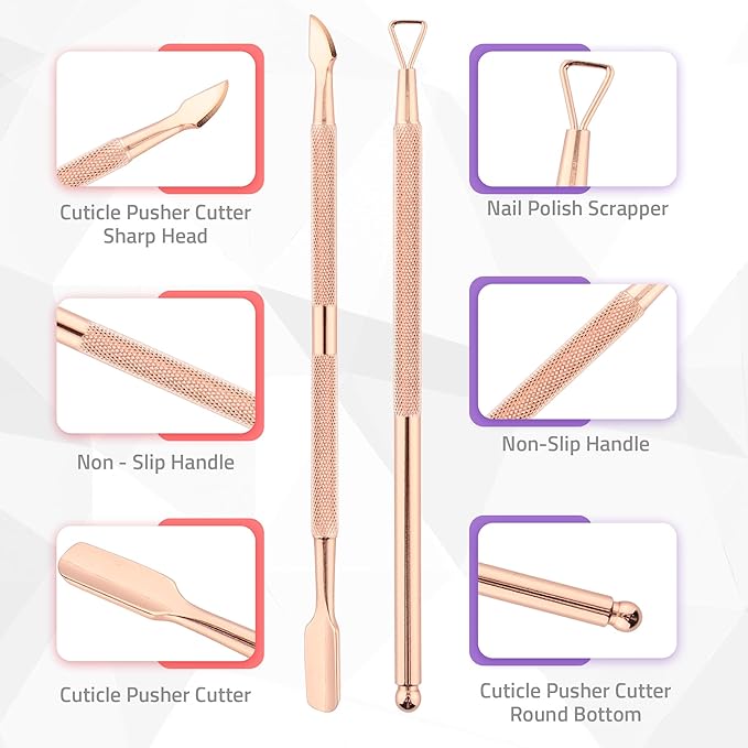 Utopia Care Cuticle Trimmer with Pusher, Nail Trimmer Set, Professional Manicure & Pedicure Kit, Cuticle Remover Tool Kit, Rose Gold