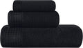 GLAMBURG Ultra Soft 3 Pack Cotton Towel Set, Contains a Bath Towel 28x55 inch, a Hand Towel 16x24 inch & a Wash Coth 12x12 inch, Ideal Everyday use, Compact & Lightweight - Black