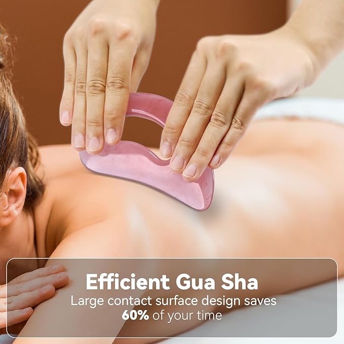 FDKJEJC Body Gua Sha Tool Cellulite Guasha Tool for Body Body Massage Tools (Natural Resin) Lymphatic Drainage Tool Guasha Tool for Face，Back, Legs, Women's Body Shaping Tools (Pink)