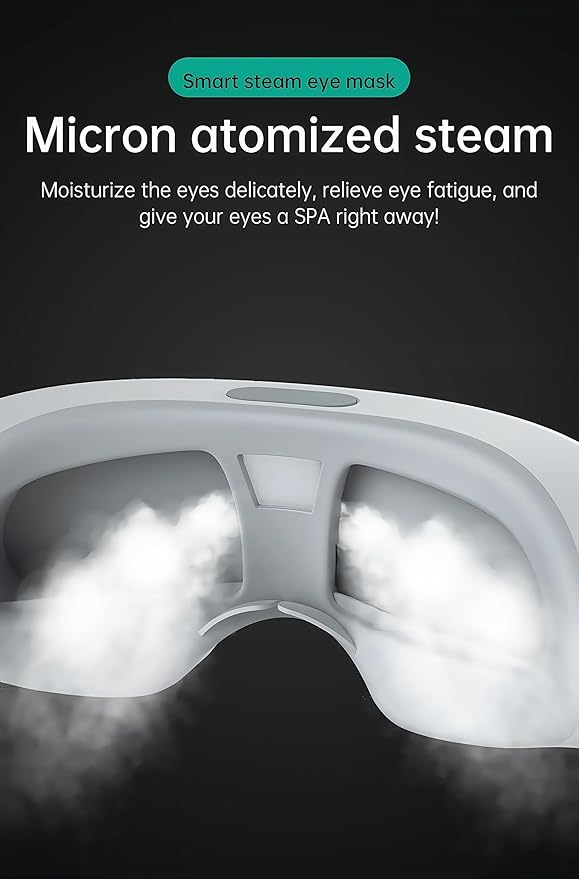 Eye Steamer for Dry Eye, Steam Therapy Mask 2 Levels, Adjustable Steam Eye Massager with Heat, Smart Hot & Cold Nano Mist Moisturizing, Gifts for Women Men Mom Dad