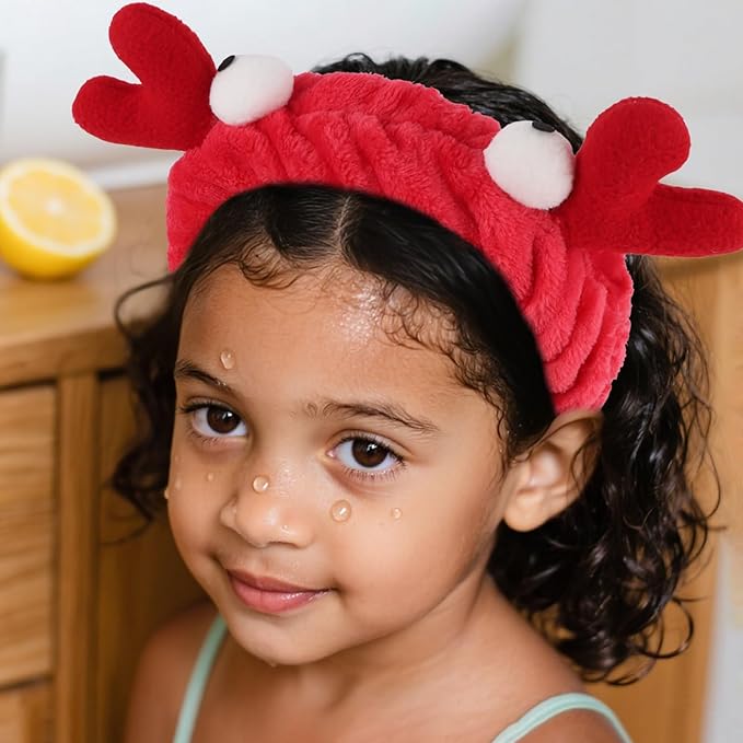 YISSION 4PCS Cute Animal Facial Headbands for Women & Girls, Plush Spa Headbands with Snail, Crab, Frog, Starfish Designs, Soft Hair Bands for Washing Face, Skincare & Makeup