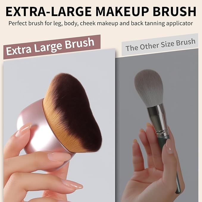Extra Large Makeup Brush & Self Tanning Brush For Self Tanner，For Foundation，Arms And Legs makeup&Bronzer Blend, Body Makeup,Face&Back Makeup Gift for Mother's Day (Black)