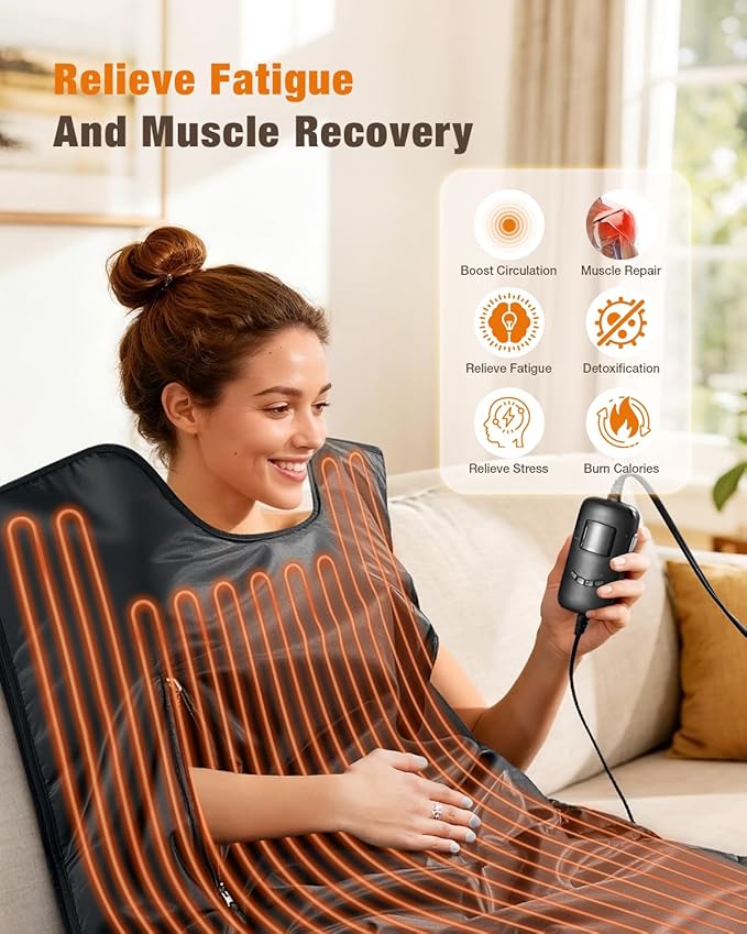Portable Sauna Blanket for Home, Full Body Heating Wrap for Relaxation and Detox, Self Care Gifts, Washable & Foldable with Carrying Bag, 88-158℉, 10-60 Minutes Timer, (6 x 2.62) FT