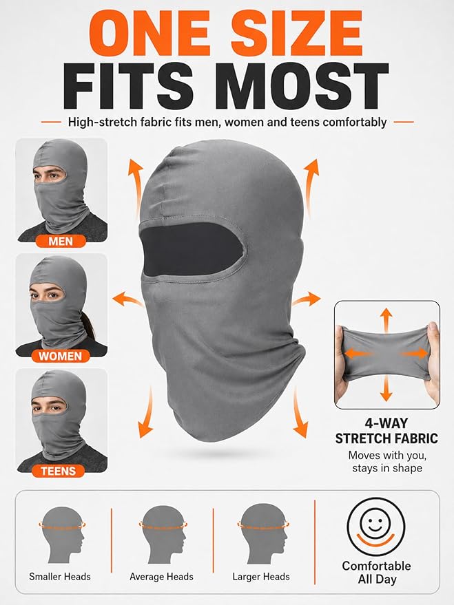 SATINIOR 6 Pcs Ski Mask Cover Balaclava Full Face Mask Summer Face Cover UV Windproof Balaclava for Men Women Outdoor Sports