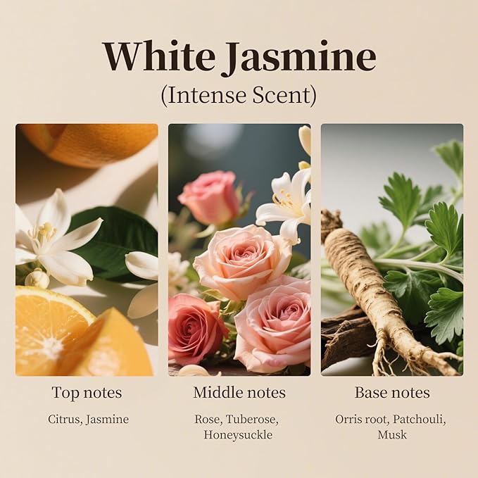 White Jasmine Essential Oil for Aroma Diffuser,Luxury Hotel Scent Refill for Waterless Diffusers,Reed Diffuser,Long-Lasting Fragrance Oils,500ml(16.9fl oz)