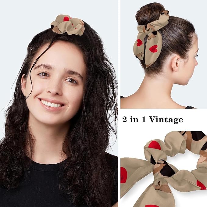Ethnic Aztec Pattern Adjustable Scrub Cap Hat with Button, Working Hat Sweatband with Bow Hair Scrunchy for Woman