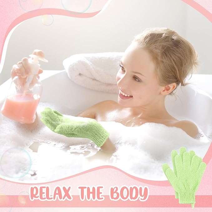 Didaey 104 Pcs Exfoliating Glove Bulk Shower Gloves with Hanging Loop Exfoliating Body Scrubber Dead Skin Remover for Body Bath Beauty Spa Massage Scrubs Men Women Bathing (Green)