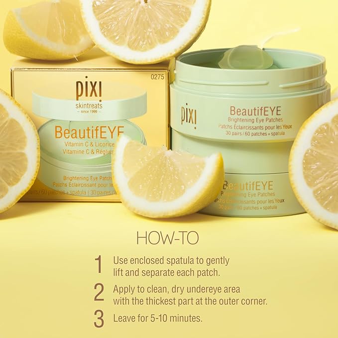Pixi BeautifEYE Hydrogel Under-Eye Patches | Refreshing Eye Patches For Dark Circles | Brighten & Hydrate Under Eyes | 30 Pairs / 60 Patches