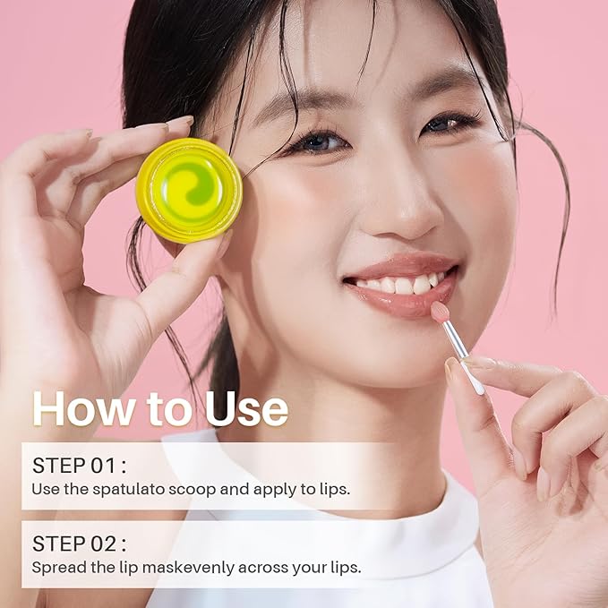 SPODARE Lemon Lip Mask, Hydrating Overnight Lip Sleeping Mask, Lip Moisturizer for Dry Cracked Lips Care, Dual-Color Lips Balm for Nourishing and Softening Lips, Minimizes Fine Lines - 12g