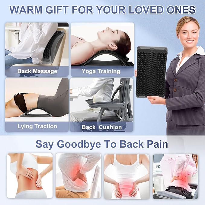 MINOLL Back Stretcher for Lower Back Pain Relief, Multiple Level Adjustable Arch Lumbar Back Cracker Board, Back Cracking Device, Back Massager for Scoliosis, Spine Decompression Support