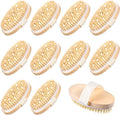 Sibba 10 Pack Dry Brushing Body Brush, Natural Bristle Exfoliating Brush with Massage Nodule Dry Skin Body Scrubber for Shower Blood Circulation Dead Skin Exfoliator Deep Exfoliation