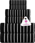 CASA COPENHAGEN Ecstatic 6Pcs 100% Egyptian Cotton Large Designer Towels Gift Set- Coal Black, 600GSM, 2Bath 2Hand 2Washcloths, Bath Towels for Bathroom Set for Women & Men