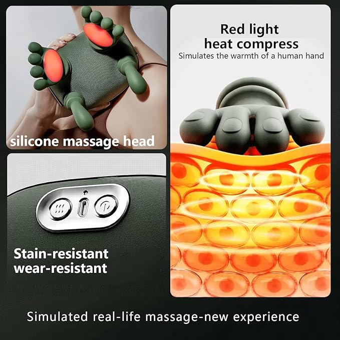Neck Massager 2025, with Heat Electric Shoulder & Cervical Massage for Pain Relief deep Tissue Massage Heated for Neck, Back, Shoulder-Green