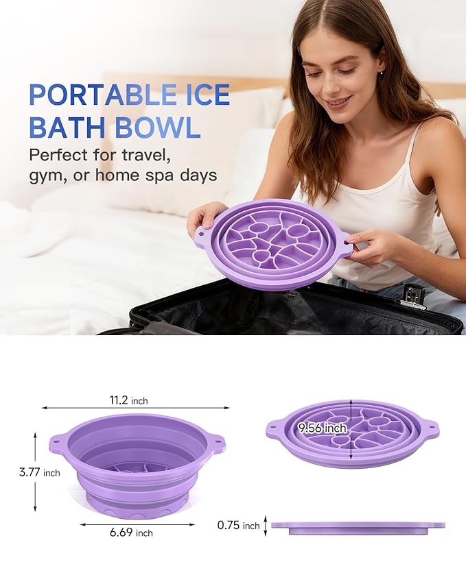 Face Bowl for Ice with Built-in Ice Tray, Collapsible Silicone Facial Ice Bath Bowl for Cold Plunge Therapy, Skin Tightening & Acne Relief, Ideal for Home Use