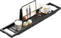 Bathtub Tray Caddy Black - Bath Tray Black - Bath Tub Table Tray Caddy - Bamboo Bath Tray for Tub