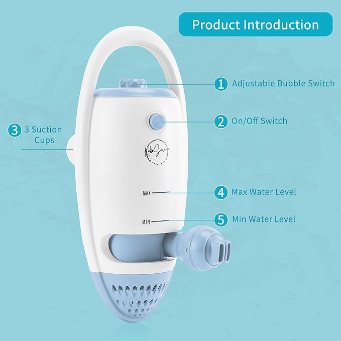 KokoSelene Bath Jets for Tub, Portable Bathtub Jets for Home Spa, Creates Soothing Bubbles and Massage for Relaxing Daily Use (Blue)