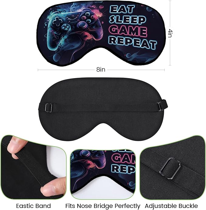 2 Pcs Boys Sleep Eye Mask, Guys Blackout Sleeping Silk Mask for Kids Adult Children's Travel Eye Cover Blindfold for Game
