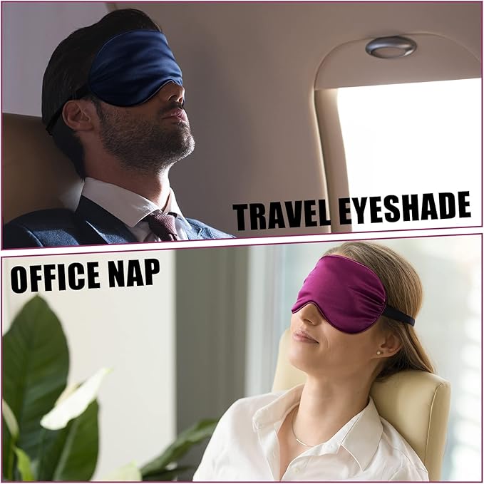 Tarpop 12 Pcs Silk Sleep Eye Mask with Adjustable Strap Eye Cover for Sleeping Blindfold for Women Men Travel Rest