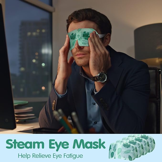 60 Pcs Disposable Steam Eye Mask Bulk for Dry Eyes Self Heating Eye Mask for Spa Sleep Warm Compress Stress Dark Circle Relief Puffiness and Relaxation Gifts (Unscented)