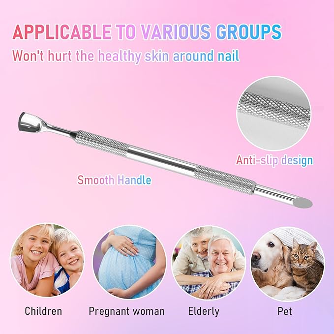 Pre-Treatment Cuticle Pusher, Dual Ended Cuticle Remover Russian Prep Nail Pushers with 100/180 Grit Sandpaper Sheets, Nail Care for Manicure Pedicure Nail Art and Foot Salon Home