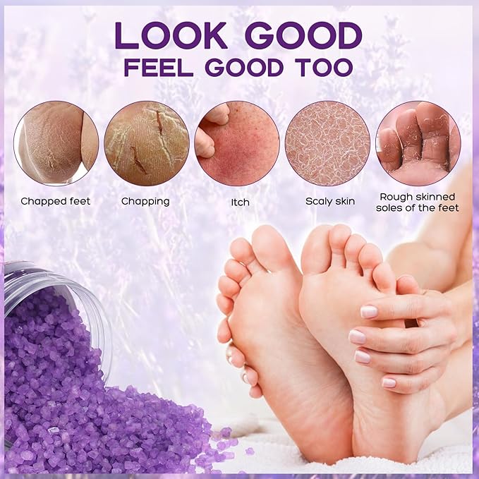 Tea Tree Oil Foot Soak Stubborn Foot Odor, Athletes Lavender Foot Soak with Pure Epsom Salt Soak Pedicure Salt Athletes Foot & Stubborn Foot Bath Salt Softens Calluses & Soothes Foot Care spa…