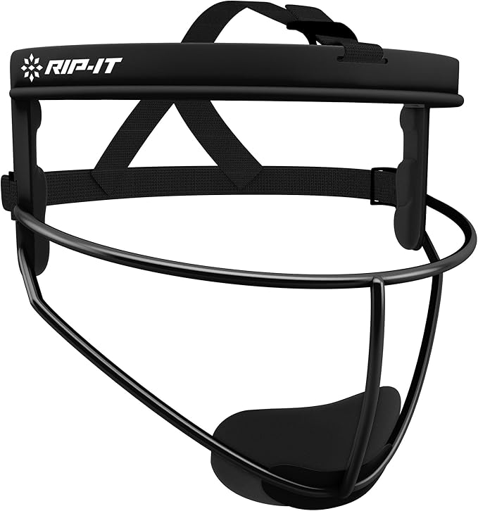 RIP-IT Original Defense Softball Face Mask, Lightweight, Protective Fielder's Softball Face Shield with Ponytail Strap & Soft Foam Padding