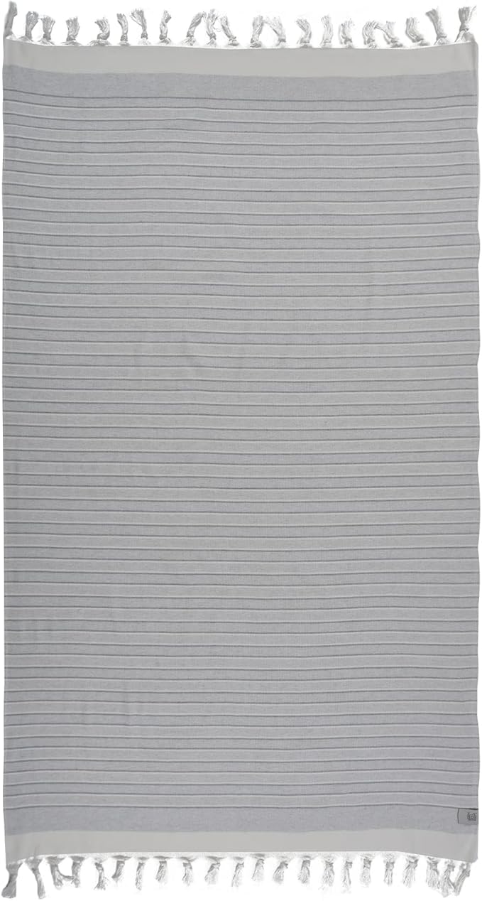 Beach Towel | Cotton Beach Towels, Easy to Carry, Sand Free, Highly Absorbent, Quick Dry, Turkish Towels for Travel Camping Bath Sauna Beach Gym Fitness Pool Yoga SPA by Lahammam, Eftelia, Gray