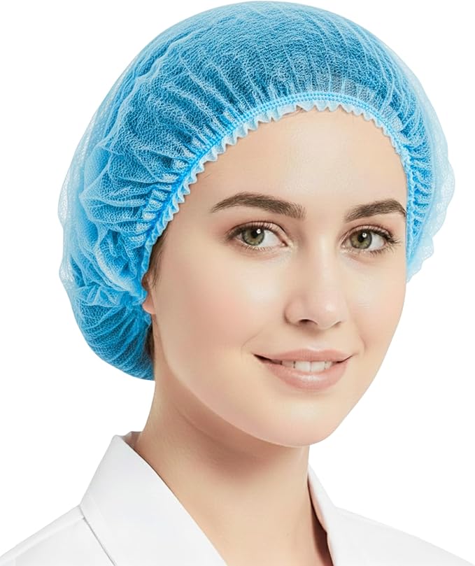 Disposable Bouffant Caps 21 Inch Non Woven Hair Net Elastic Head Cover For Food Service Kitchen Salon Lab Spa And Hygiene Use