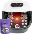Foot Spa Bath Massager with Heat Bubbles and Vibration Massage and Jets, 16 OZ Calming Lavender Foot Soak Epsom Salt, Foot Soaker with Red Light, 22 Massage Rollers, Adjustable Temp - Black