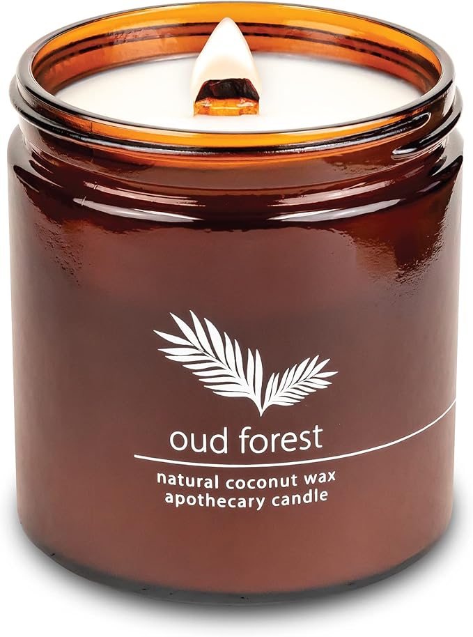 Hemlock Park Oud Forest Apothecary Hand-Poured Scented Candle | Crackling Wood Wick, Botanical Fragrance & Coconut Wax | Up to 90 Hour Burn Time | 16 oz