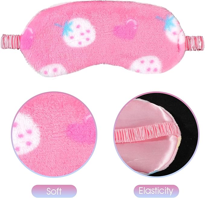 2PCS Plush Sleeping Eye Mask Soft Plush Eye Mask Fuffy Eye Cover Comfortable Sleep Mask Blindfold Rainbow Faux Fur Eye Shade for Women, Men and Kids Travel Nap Sleeping