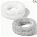 2Pcs Spa Headband, Make Up Headband Hair Head Band for Face Washing Hair Bands Men Absorbent Elastic Skin Care Head Band Wrap for Women Yoga Sports Shower Exercise (Gray, White)