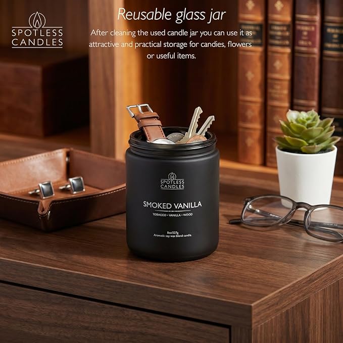 Mens Candle 2 x 8oz Pack Smoked Vanilla and Lavender Cedarwood Scents