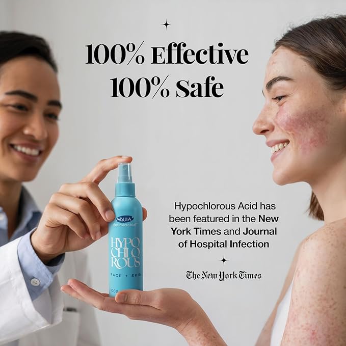 Hypochlorous Acid Spray for Face and Skin; Facial Cleanser | 8oz Face Mist Hypochlorous Acid Spray for Skin, Acne, Rash, Eczema, Wound | Antimicrobial Facial Cleanser Acne Sprays; Smart Skincare