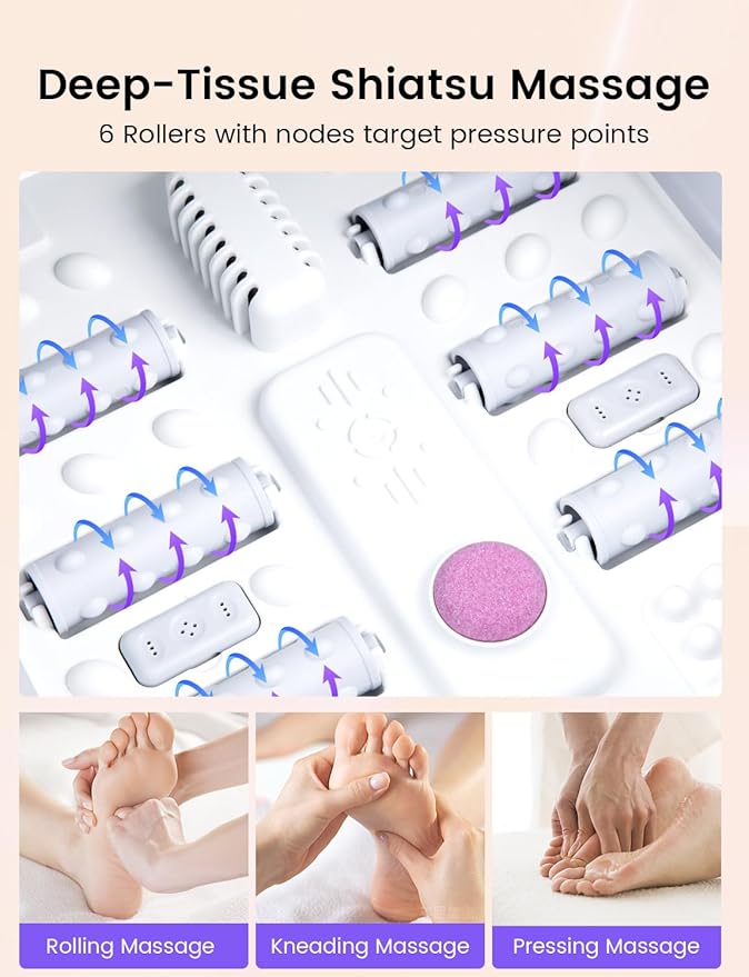 RIKE Collapsible Foot Spa with Fast PTC Heating and Massage, 14 Temp Control Precise Heated Foot Bath, Smart Digital Touch Screen & Ambient Light, Space-Saving Design, Ideal Mothers Day Gifts for Mom