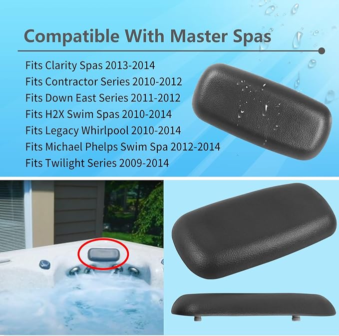 Hot Tub Compatible with Master Spas Pillow - Generic Charcoal Grey Flat Pillow Starting in 2009 HTCP8-05-0094 / X540720 / MASX540720