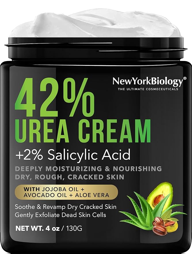 New York Biology 42% Urea Cream with 2% Salicylic Acid - Moisturizing Urea Foot Cream for Dry Cracked Heels, Calloused Feet, Athletes Foot, Dry Cracked Feet and Dead Skin - 4 oz
