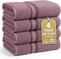 LANE LINEN 100% Cotton Large Bath Towels Set of 4 (28"x54") - Zero Twist, Mercerized Cotton Bathroom Towel 4 Pack - Quick Dry, Soft & Absorbent Large Towels Set - Oeko Tex Certified - Wishful Mauve