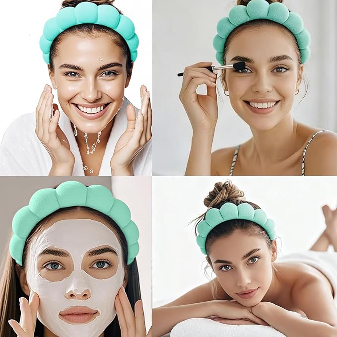 Spa Headbands for Washing Face Makeup Skin Care Women Bubble Facial Beauty Headbands Puffy Shower Towel Band Hairband