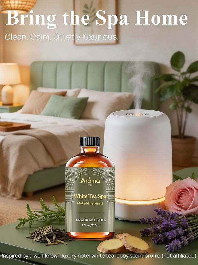 White Tea Spa — A Hotel-Inspired Diffuser Oil, Hotel Diffuser Oil for Diffuser for Home Fragrance Oil for Ultrasonic and Waterless Diffusers and Crafting