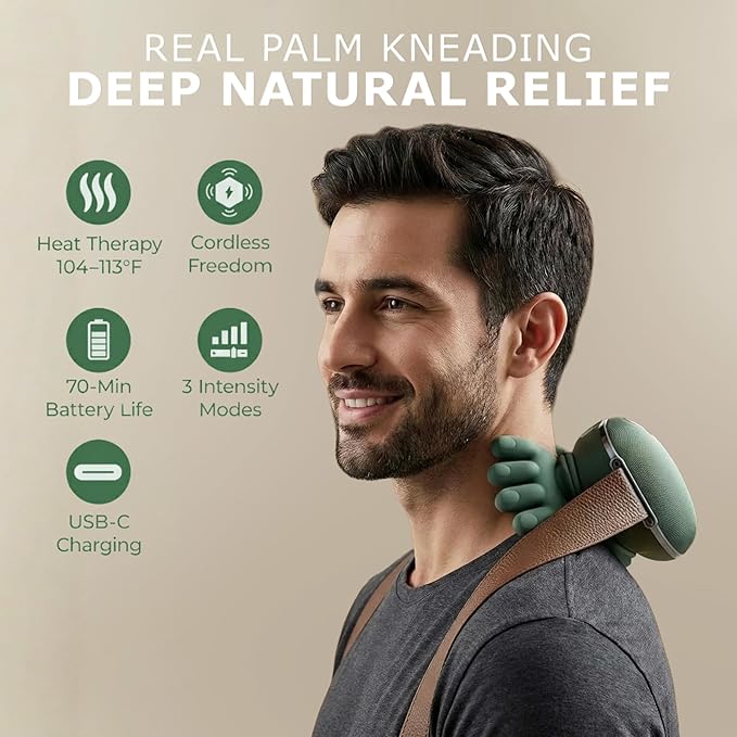 Neck and Back Massager with Heat for Deep Tissue Pain Relief – Cordless Shiatsu Shoulder Massager – Ideal Gifts for Women & Men – 2026 Upgraded Edition for Neck, Back, and Shoulders