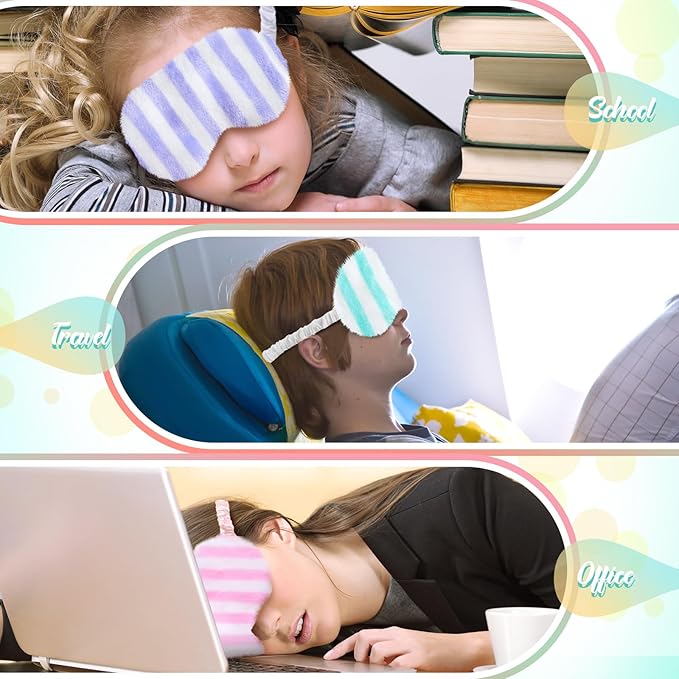 Cuffbow 6 Pack Plush Sleep Mask Set, Cute Plush Eye Masks for Sleeping, Soft Comfortable Travel Nap Blindfold, Sleepover Party Favors for Women(Lazy,Bright)