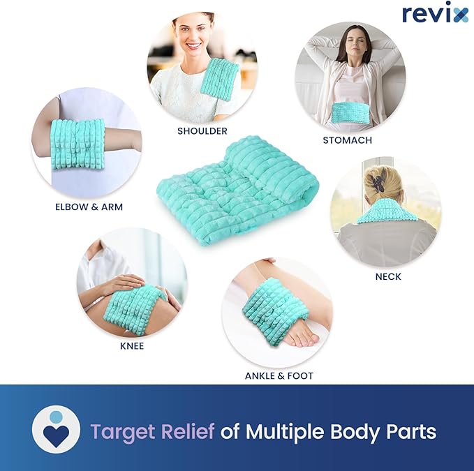 REVIX 6 * 12" Moist Heating Pad Microwavable, Reusable Microwave Heating Pads for Joints, Weighted Heat Packs with Flaxseeds for Shoulders, Neck, Back, Unscented