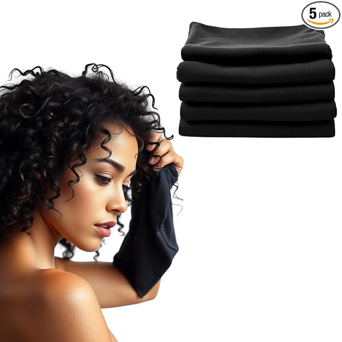 Micro Plop Curl Towels - Smooth Microfiber Scrunch Hair Towels - Set of 5 - Reduce Frizz - Quick Drying - Suitable for Curly, Coily, Wavy, Straight Hair Types