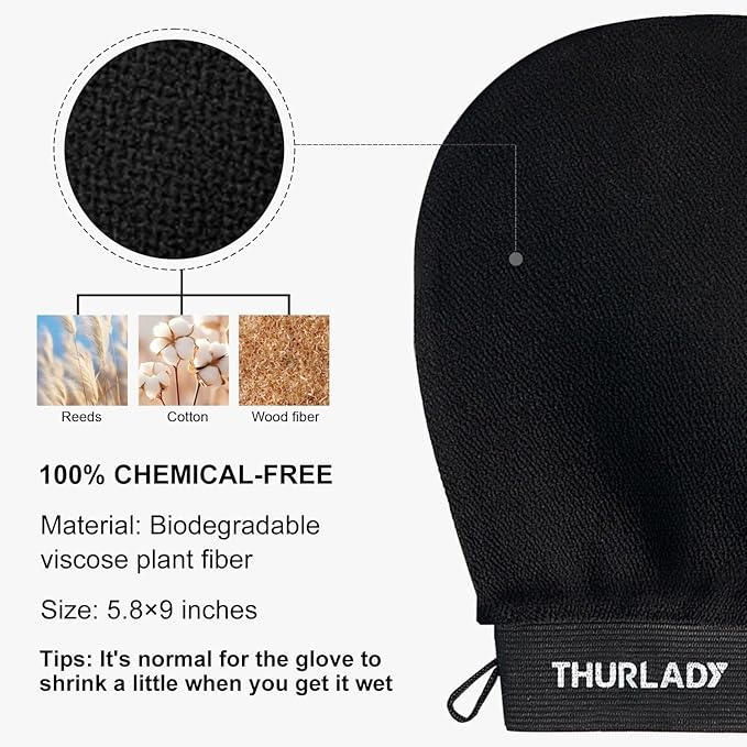 Exfoliating Glove, Korean Exfoliating Mitt Body Scrubber Exfoliator, 3 Pack Viscose Fiber Bath Shower Scrub Gloves, Dead Skin Remover for Body, Smoother Skin and Self-Tan Removal & Prep